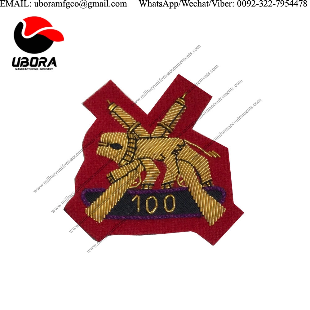 goldwork bullion badgeArmy 100 Red Sleeve Mess Dress Badge, Army, Military, Regiment, Corps, Gurkhas